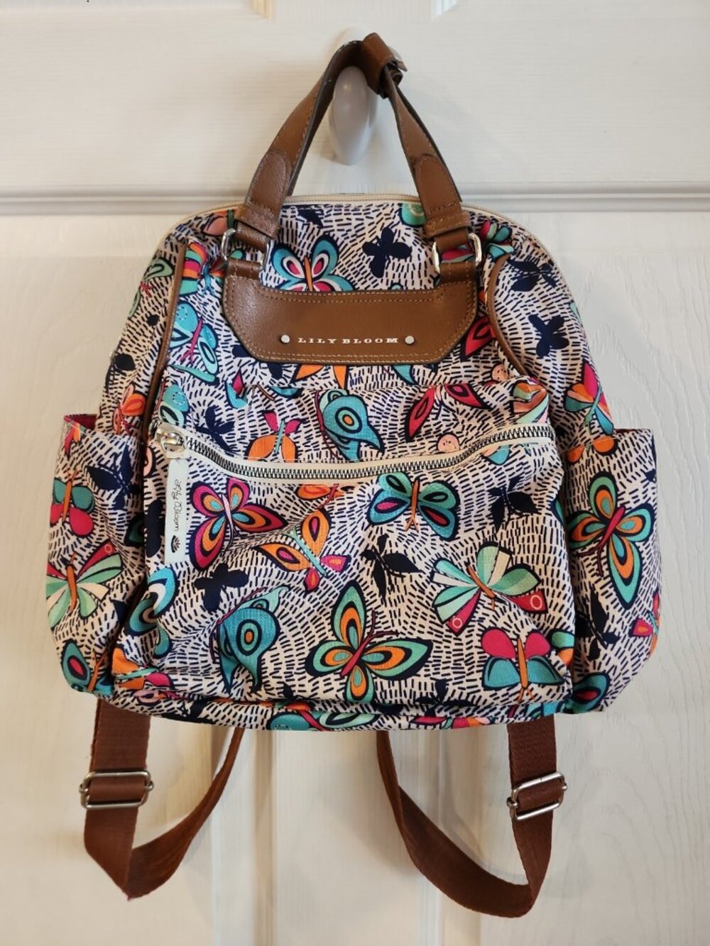 Excellent~Lily Bloom~Night Flight Butterflies~Back Pack~Purse~Clean~Ready To Use